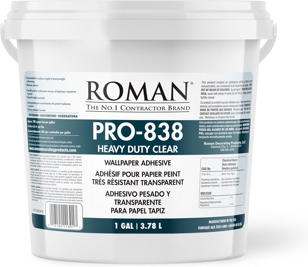 Roman 011301 PRO-838 1 галлон Клей для тяжелых условий эксплуатации, прозрачный