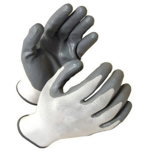 SAFETY GLOVES NITRILE GREY RUBBER COATED/PAIR