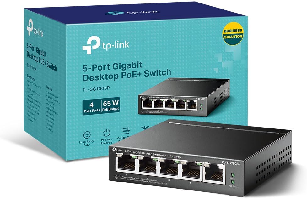 TP-Link 5-портовый гигабитный настольный коммутатор PoE с 4 портами PoE+
