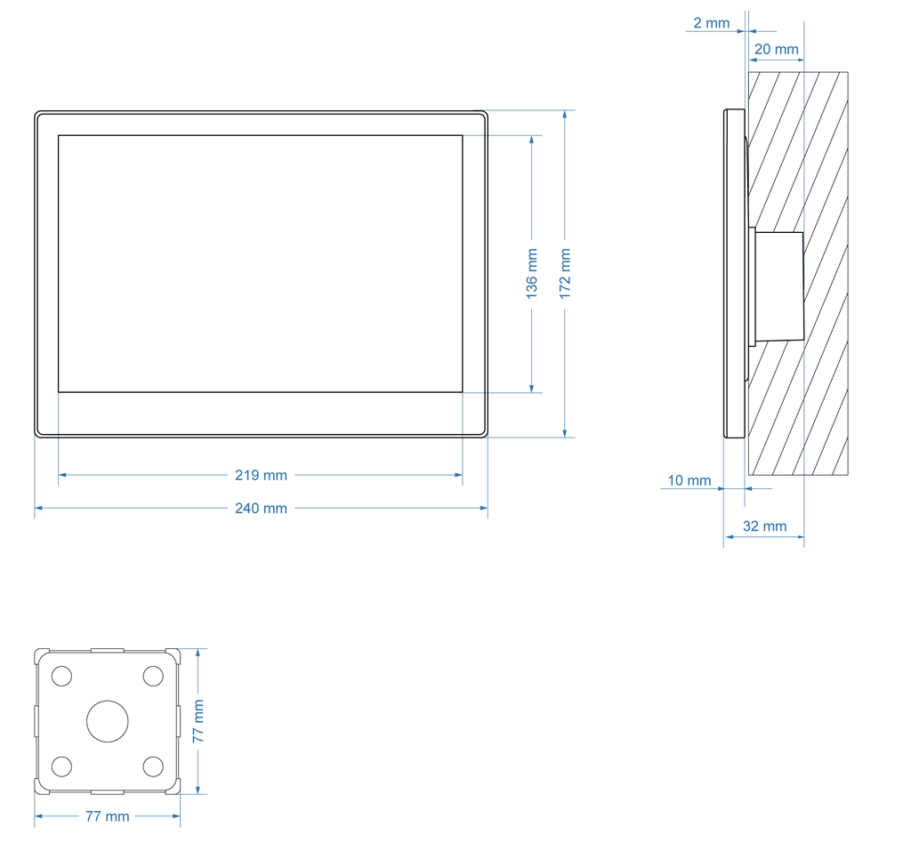 Wall-Mounted Touch Screen 10" Metal Black — LCP-10-BOX-B2