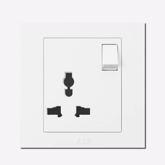 ABB Millenium 13A DP Switched Socket, White Glass