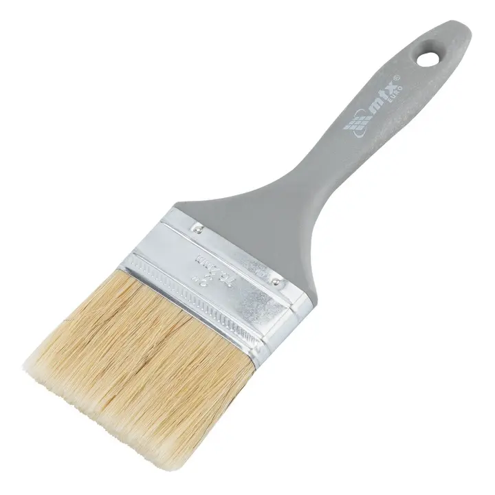 MTX Flat Brush "Euro" 3", natural bristle, plastic handle / Кисть плоская MTX «Евро» 3», натуральная щетина, пластиковая ручка — 830669
