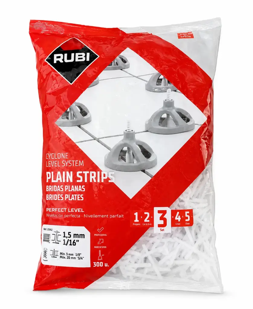 RUBI Cyclone Tile Levelling Flate Base 1.5 mm (300 Pcs per Pkt)