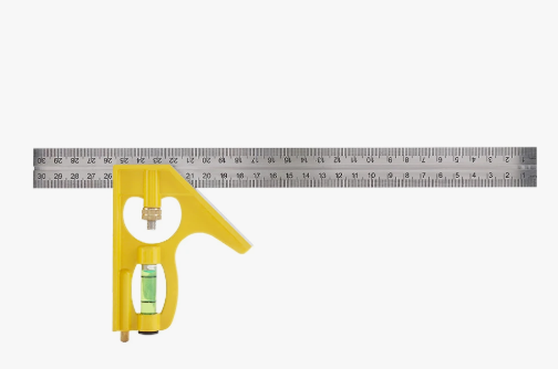 300mm Metal Adjustable Combination Square Right Angle Ruler Engineer Measuring Tool (Yellow)