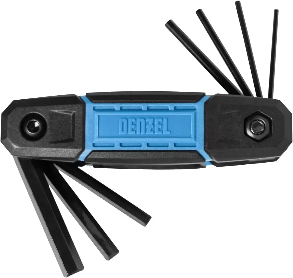 Denzel Folding Hex Key Set, 8 pcs, Metric / Набор складных шестигранных ключей Дензел, 8 шт., метрический — 7716406