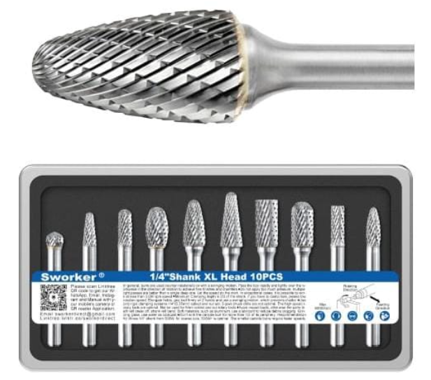 Sworker Carbide Burr Set XL Head, 10 pcs