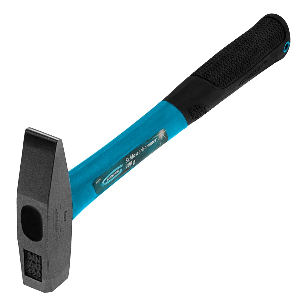 Machinist's hammer, 400 g, the square peen, fiberglass handle with rubber shaft// Gross 10274