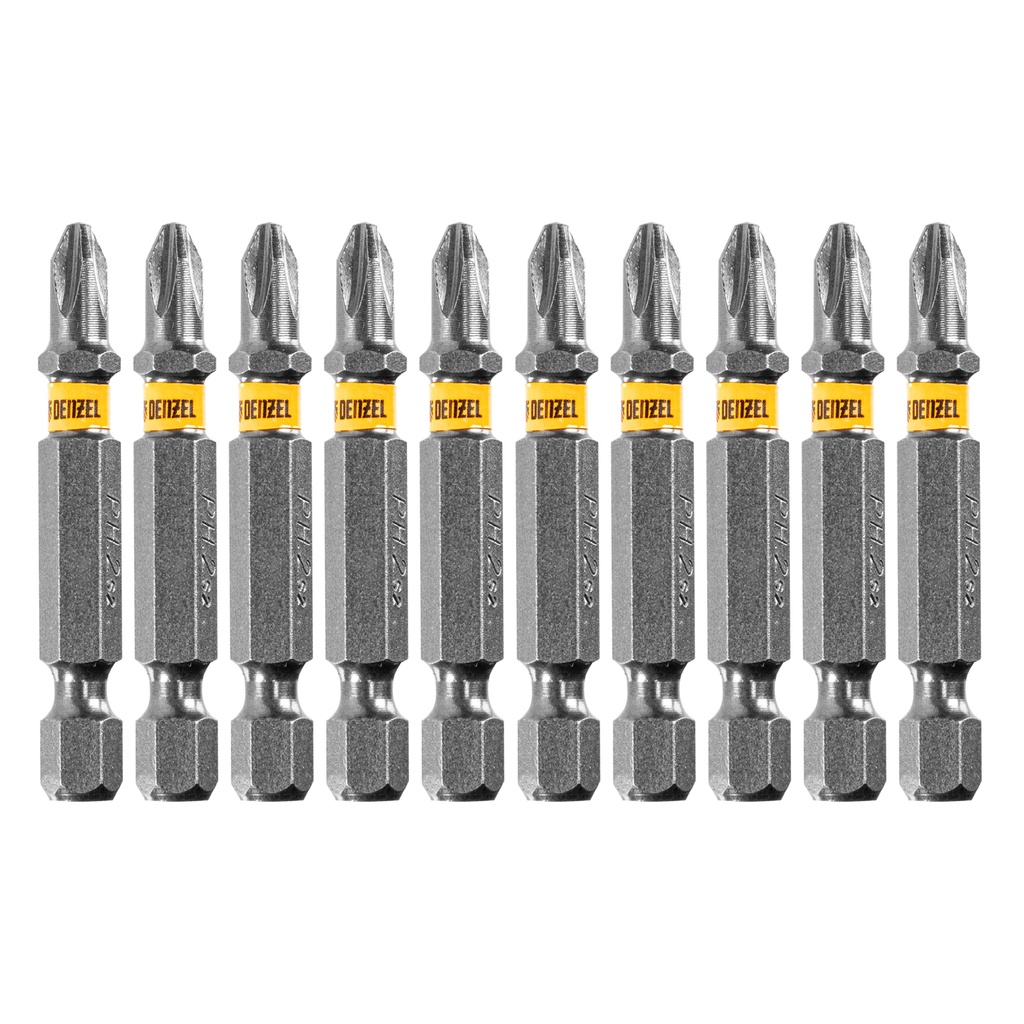 Denzel Bit Set PH2 × 50 mm, 10 pcs (Tear-Off Package)