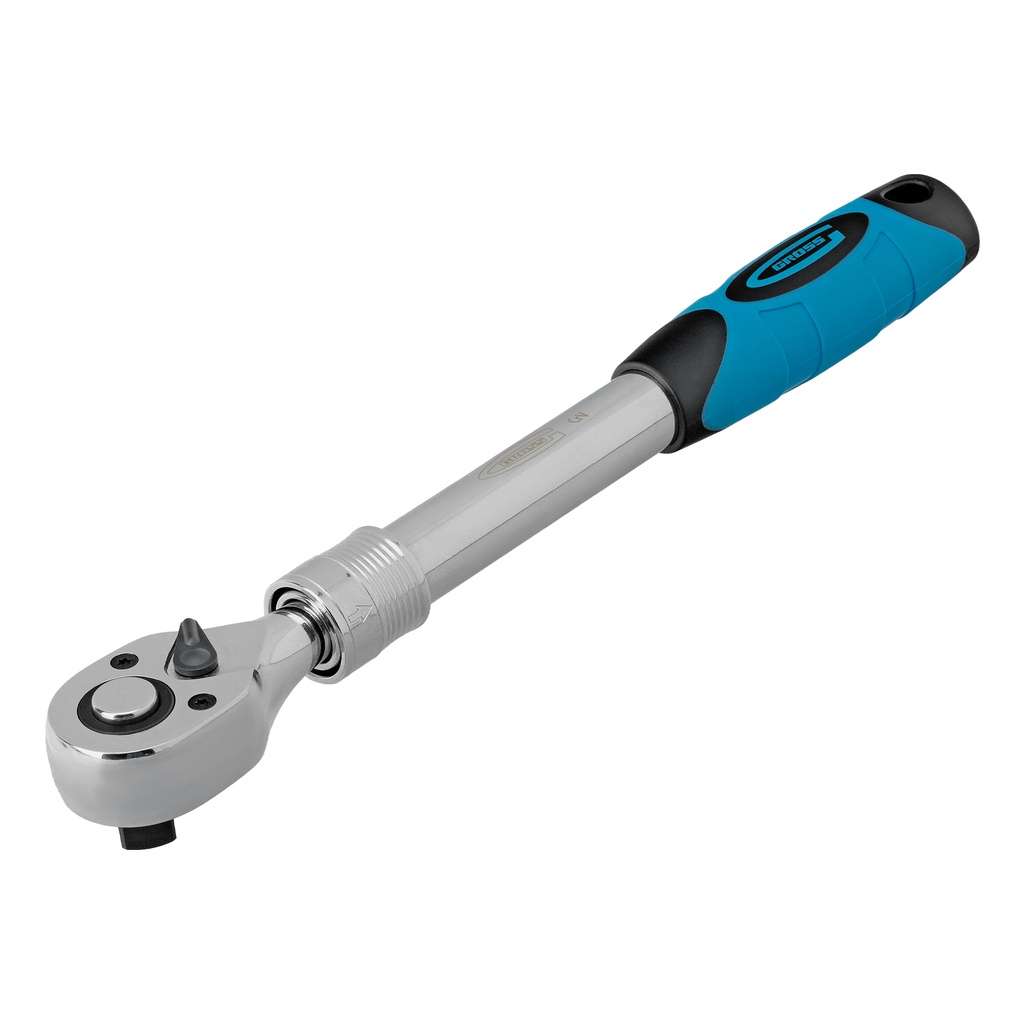 Extendable Ratchet wrench, 1/2", 305-445mm, CrV, Chrome Plated, two-component handle// Gross 14070