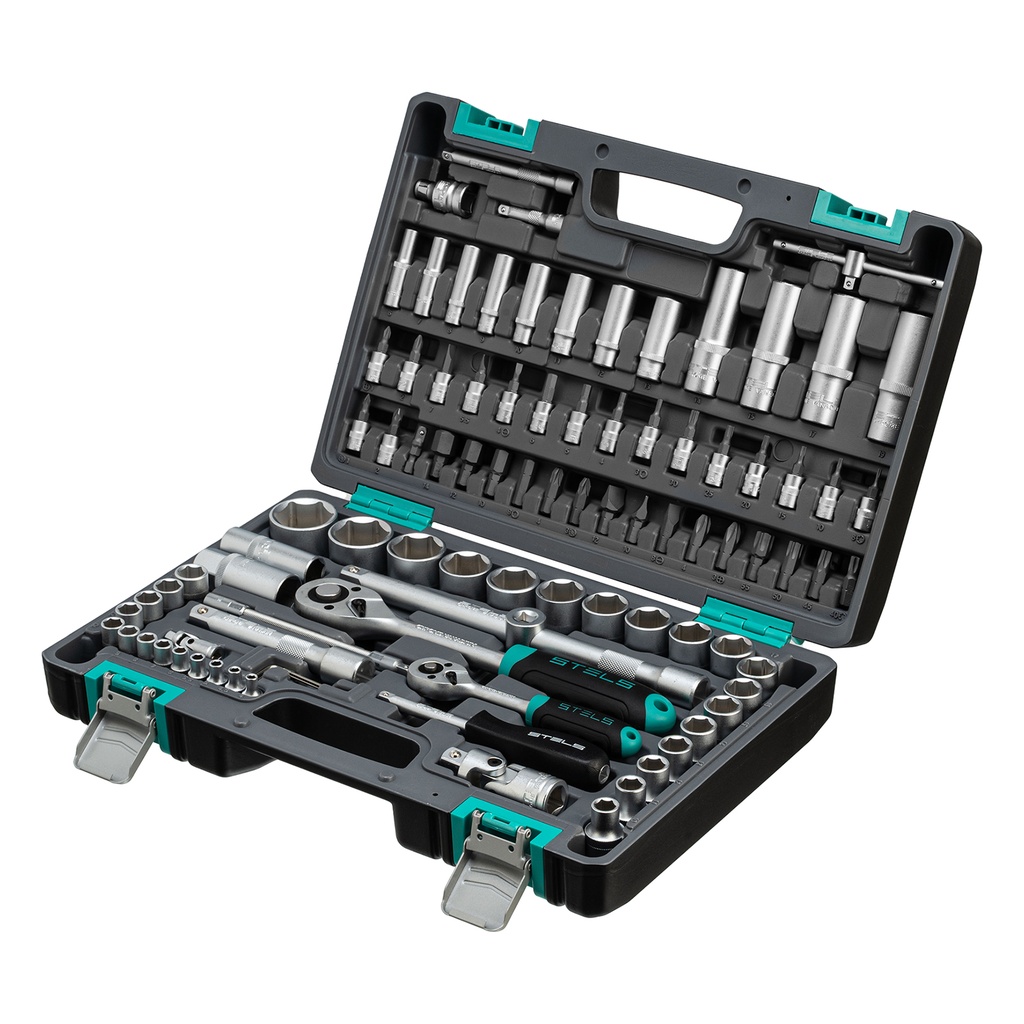 94 pcs Tool kit 1/4", 1/2" ,CrV,in plastic case// Stels 14106