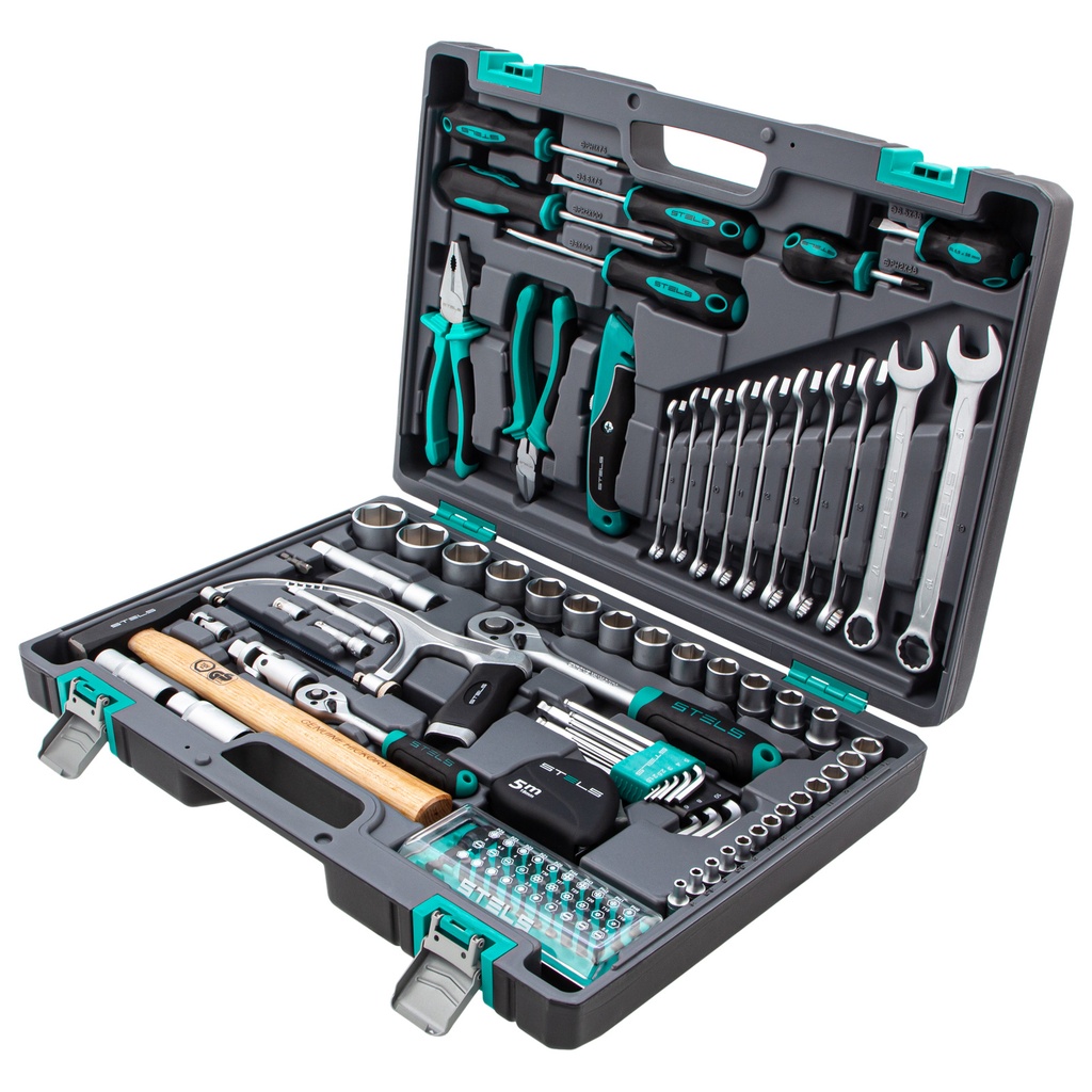 98 pcs Tool kit 1/4", 1/2" ,CrV,in plastic case// Stels 14111