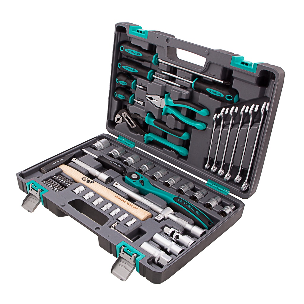 58 pcs Tool kit, 1/2" Cr-V, S2, Heavy-duty case// Stels 14113