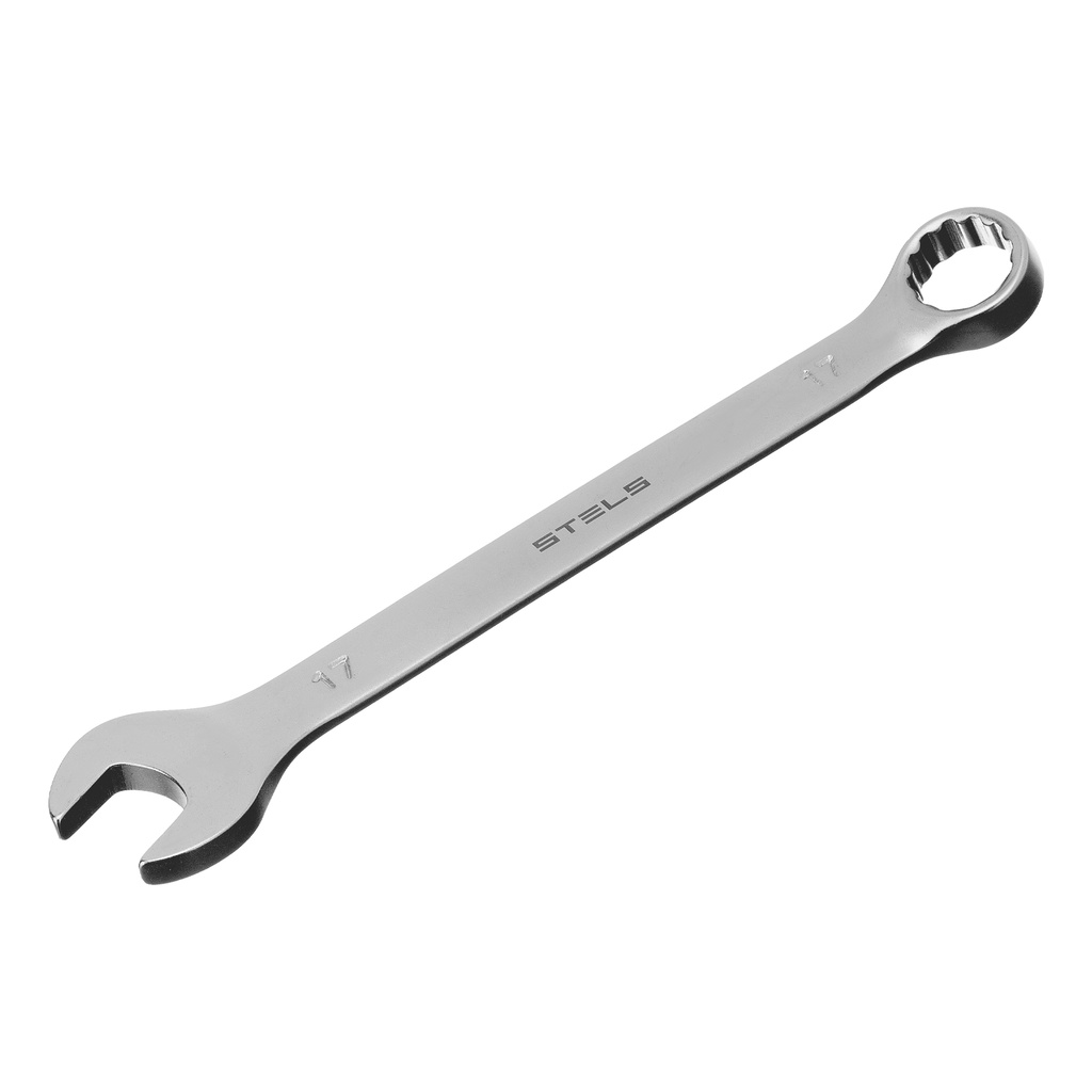 Combination spanner, 17 mm, CrV, satin chrome// Stels 15213