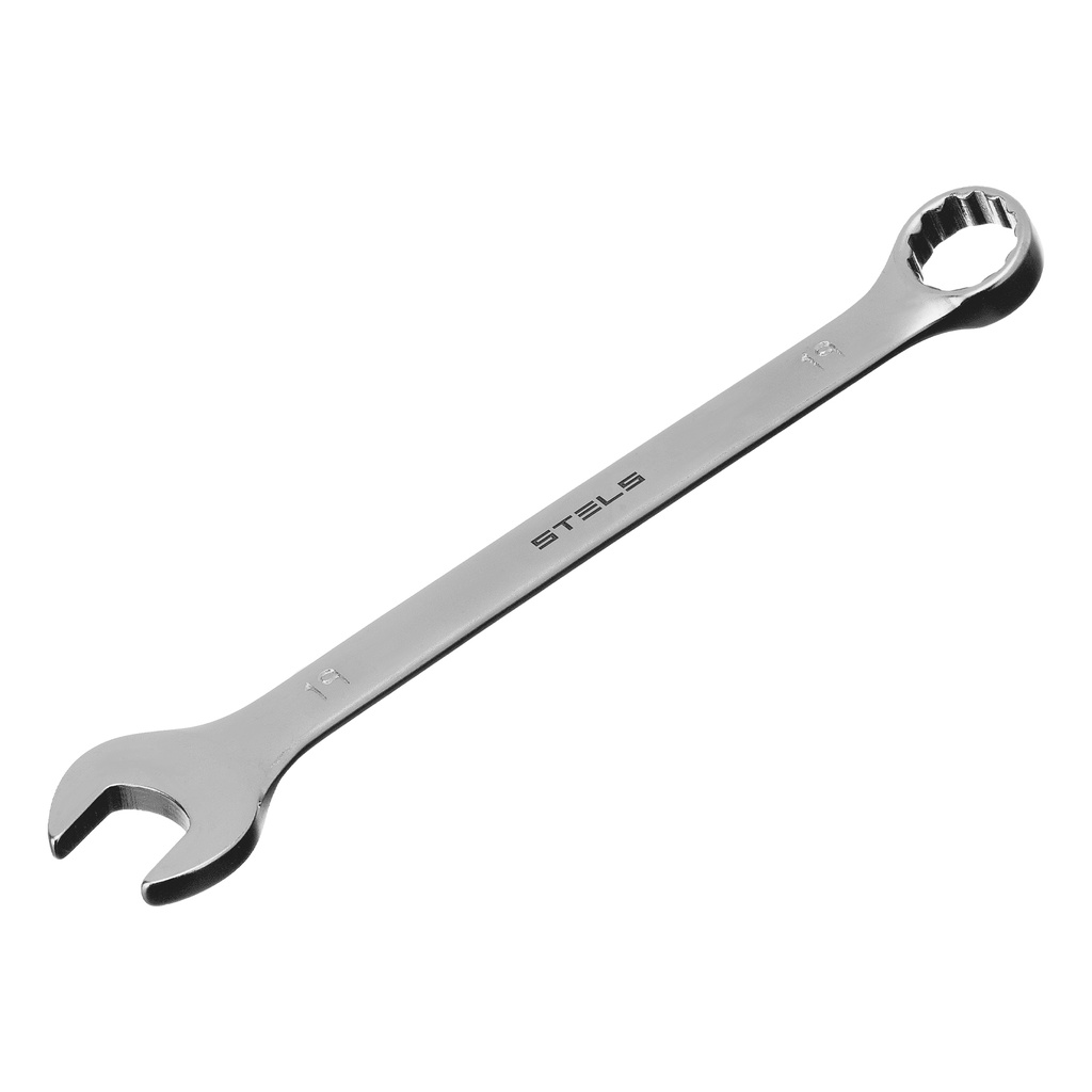 Combination spanner, 19 mm, CrV, satin chrome// Stels 15214