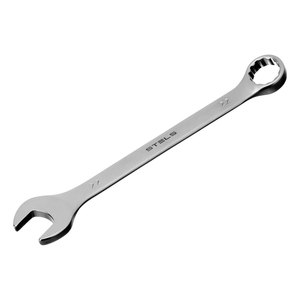 Combination spanner, 22 mm, CrV, satin chrome// Stels 15216