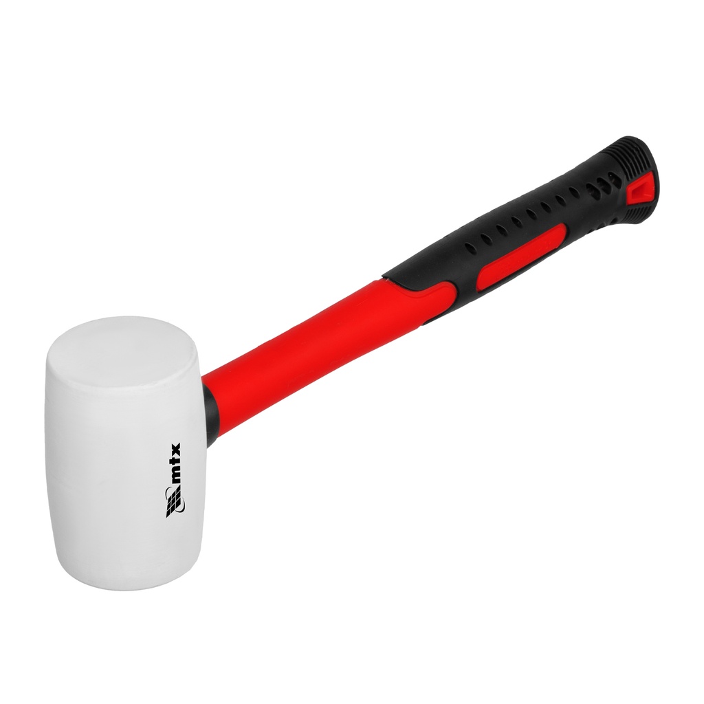 Rubber mallet, 225 g, white rubber material, fiberglass handle// MTX 111959