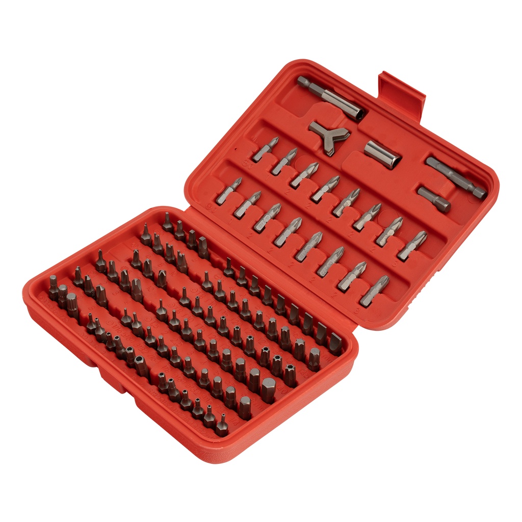 Bit set, bit adapter, CrV, 100 pcs,, in plastic case// Sparta 113975