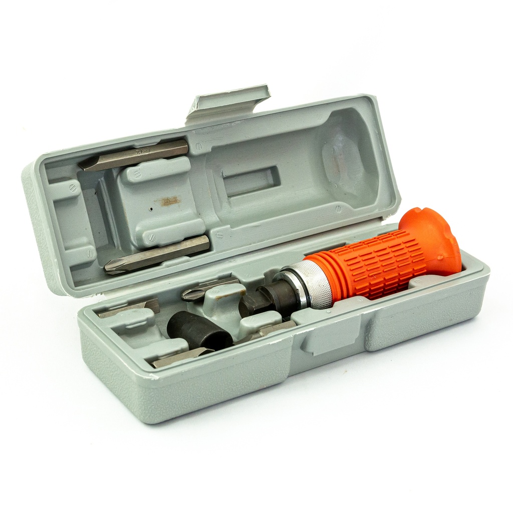 Impact-swivel screwdriver 1/2", bit set, 6 pcs,, rubberized handle, in plastic box// MTX