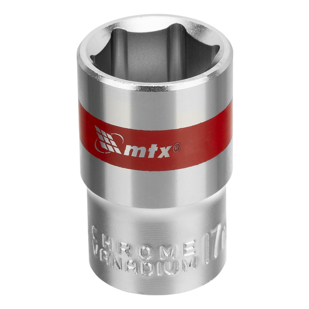 Hex drive socket 17mm , CrV, 1/2", chrome plated// MTX 131179
