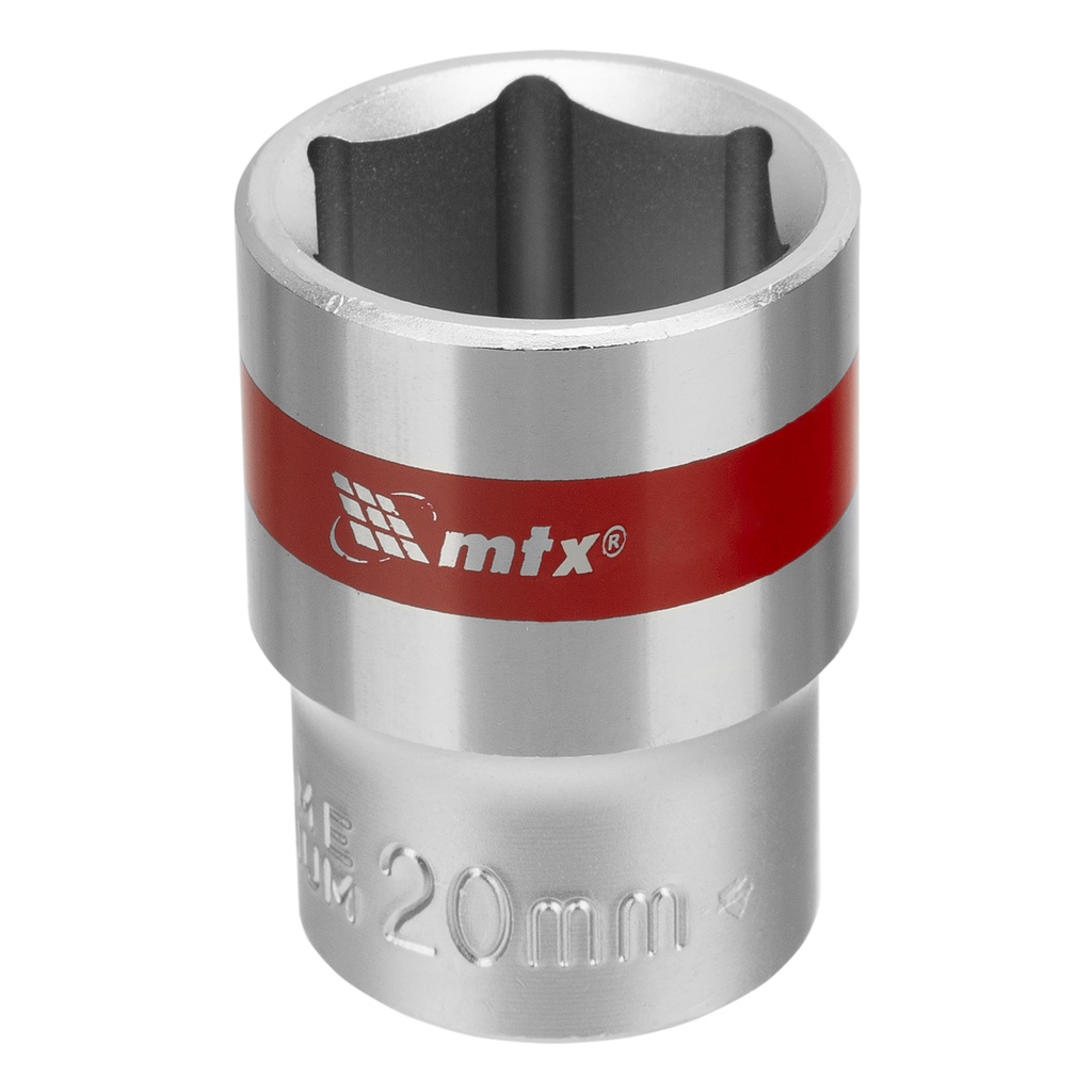 Hex drive socket 20mm , CrV, 1/2", chrome plated// MTX 131209