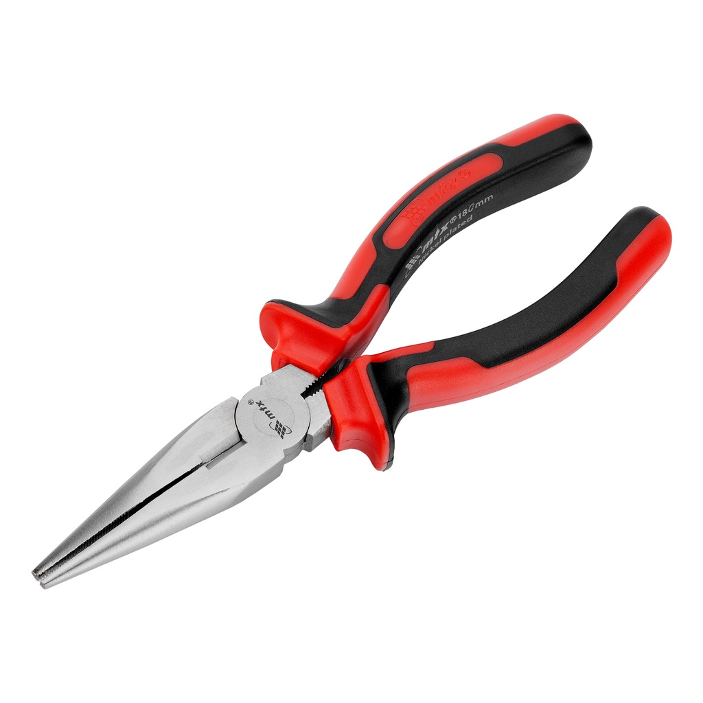 Long-nose pliers, 180 mm, two-component handles, NICKEL line// MTX 171669