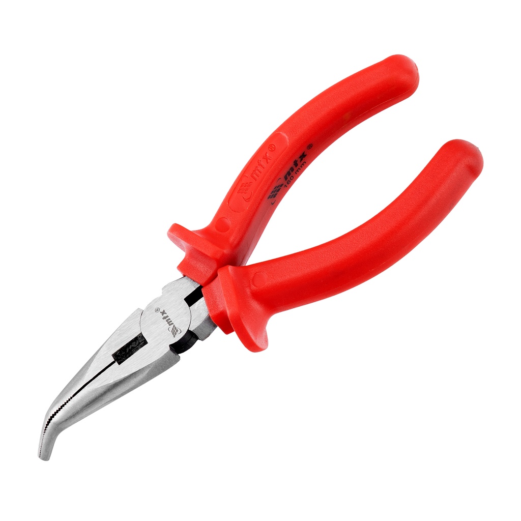 Bent long-nose pliers, 160 mm, plastic handles, Econom line// MTX 174949