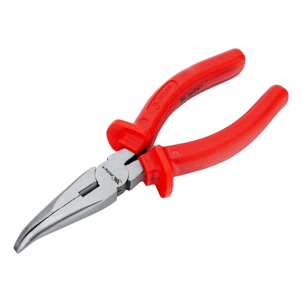 Bent long-nose pliers, 180 mm, plastic handles, Econom line// MTX 174959
