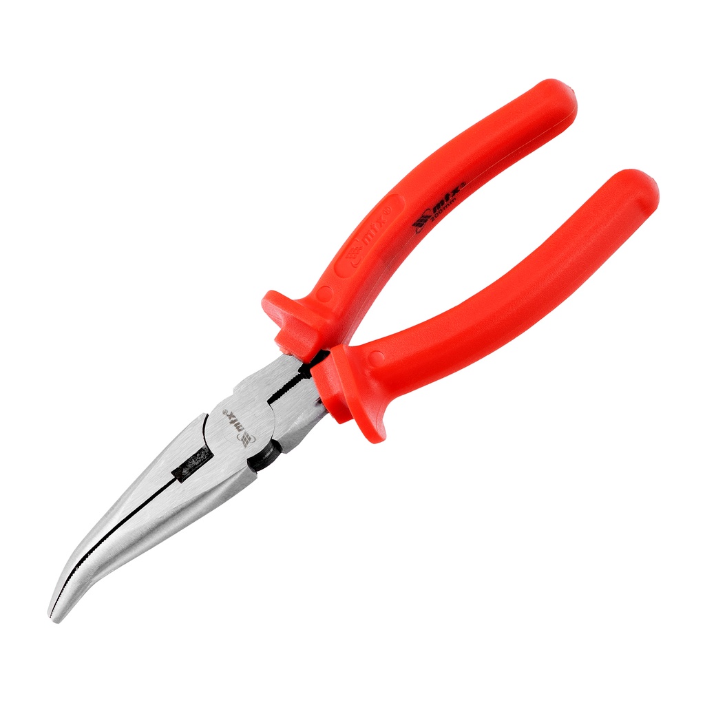 Bent long-nose pliers, 200 mm, plastic handles, Econom line// MTX