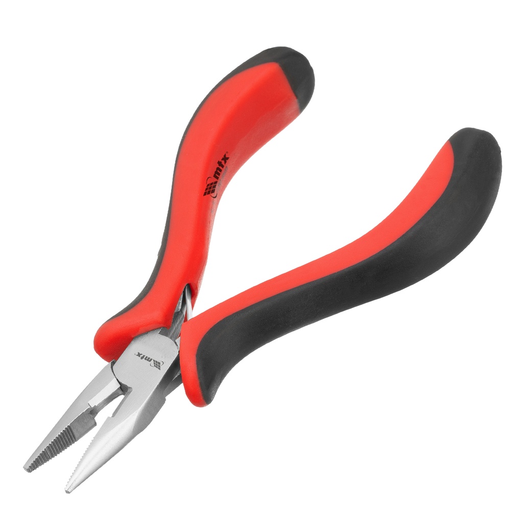 Straight long-nose pliers, 130 mm, nickel-plated, autounlock,, two-comp, handles, MINI line//MTX 178109