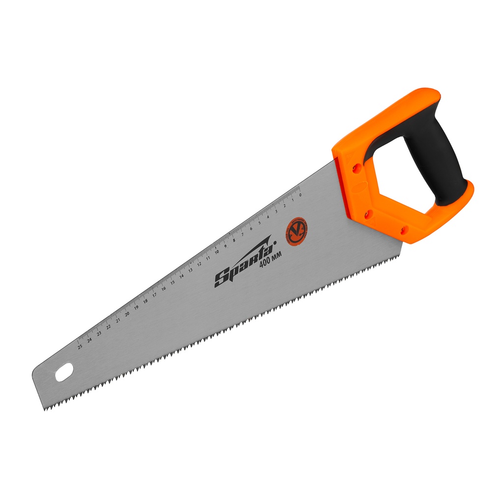 Hand-saw 400mm with ruler, two-component handle,7-8Tpi, 2D tempered tooth// Sparta 235015