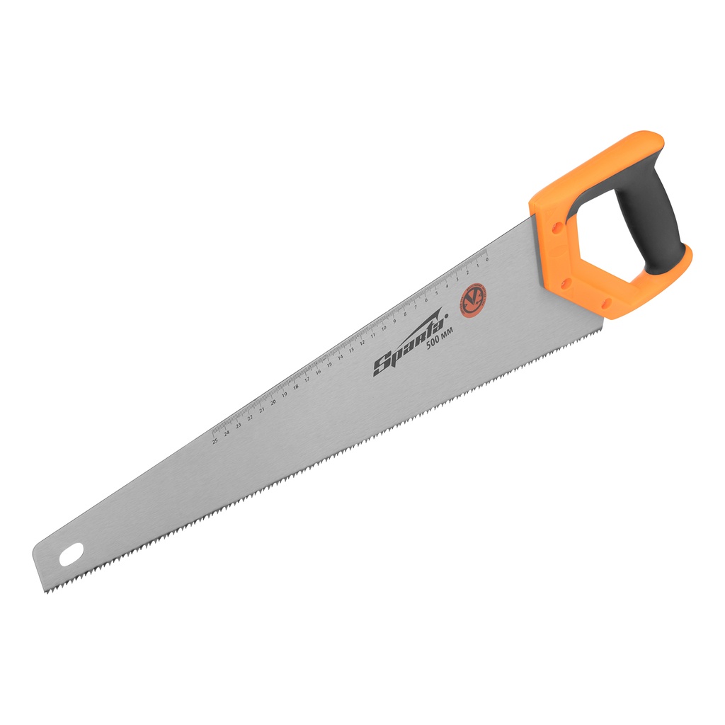 Hand-saw 500mm with ruler, two-component handle,7-8Tpi, 2D tempered tooth// Sparta 235035