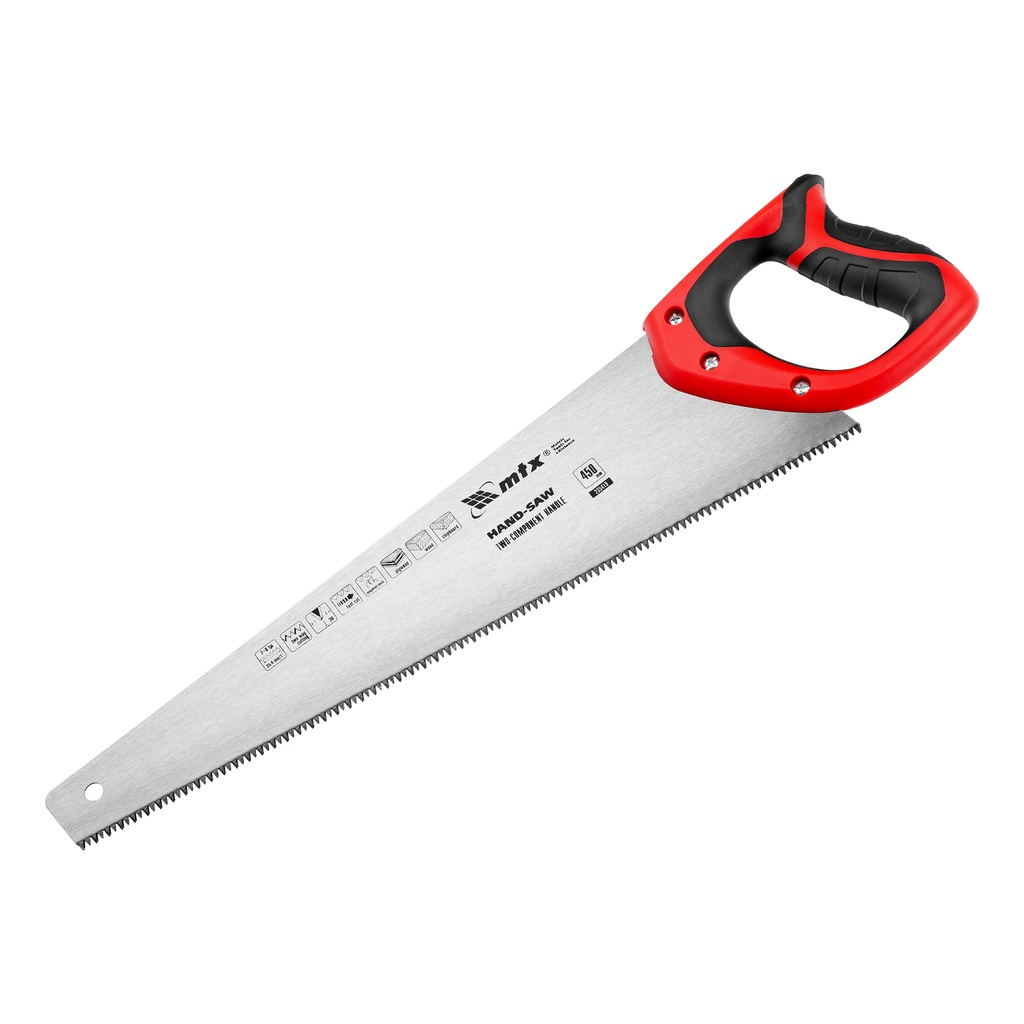Pad-saw, 450 mm, 7 to 8 Tpi, 3D tempered tooth, two-component handle// MTX 235419