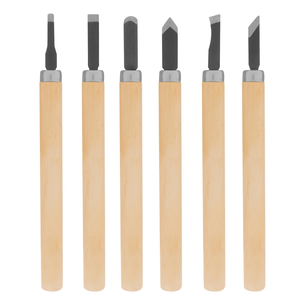 Wood carving set, wooden handles, 6 pcs,// Sparta