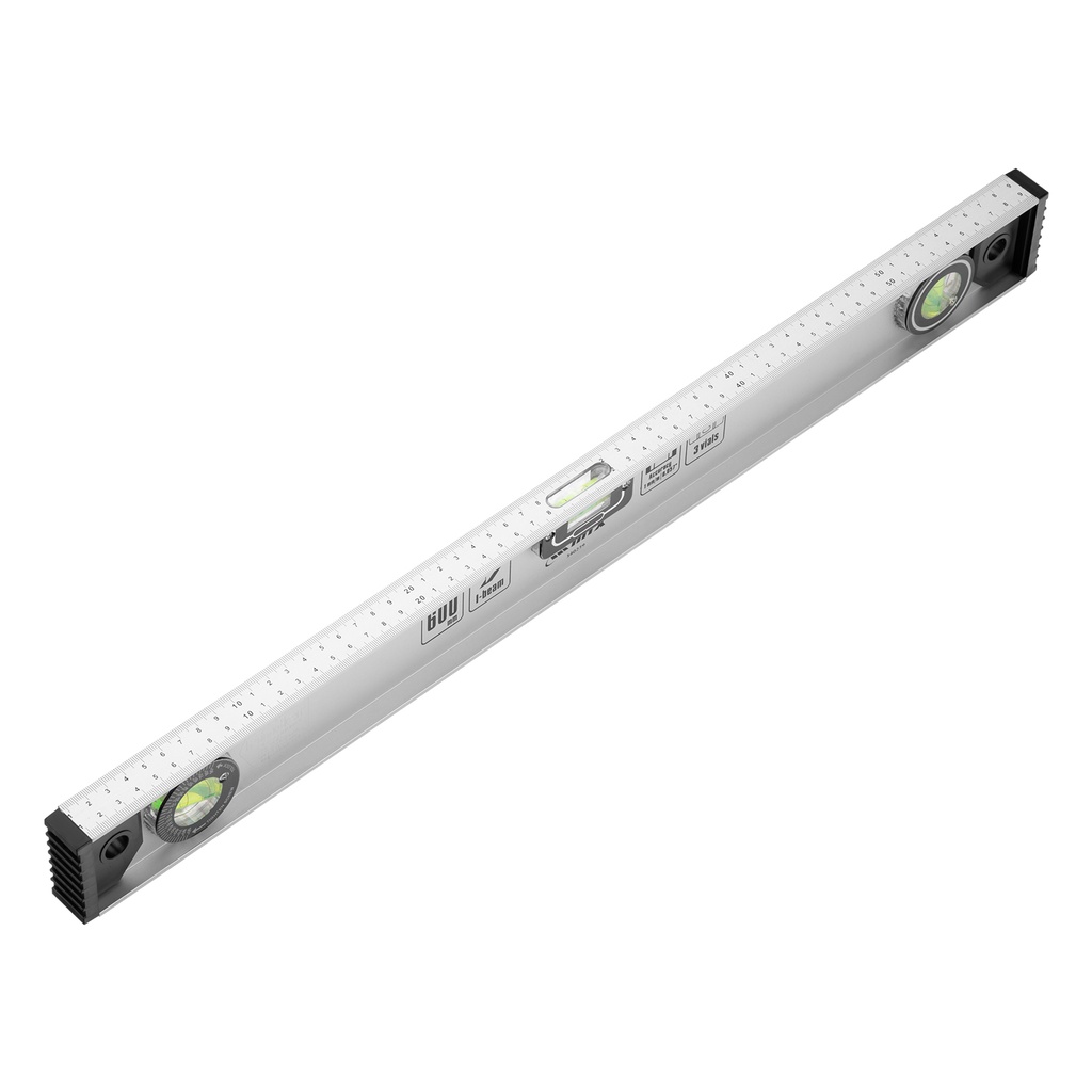 Aluminium spirit level "Rail", 600 mm, 2 vials+ 1 rotary// MTX 340239