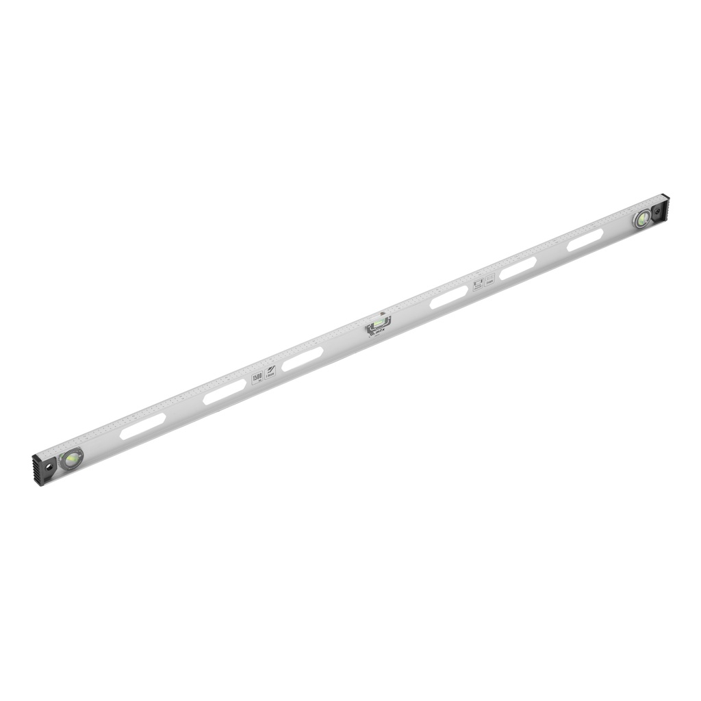 Aluminium spirit level "Rail", 1500 mm, 2 vials + 1 rotary// MTX