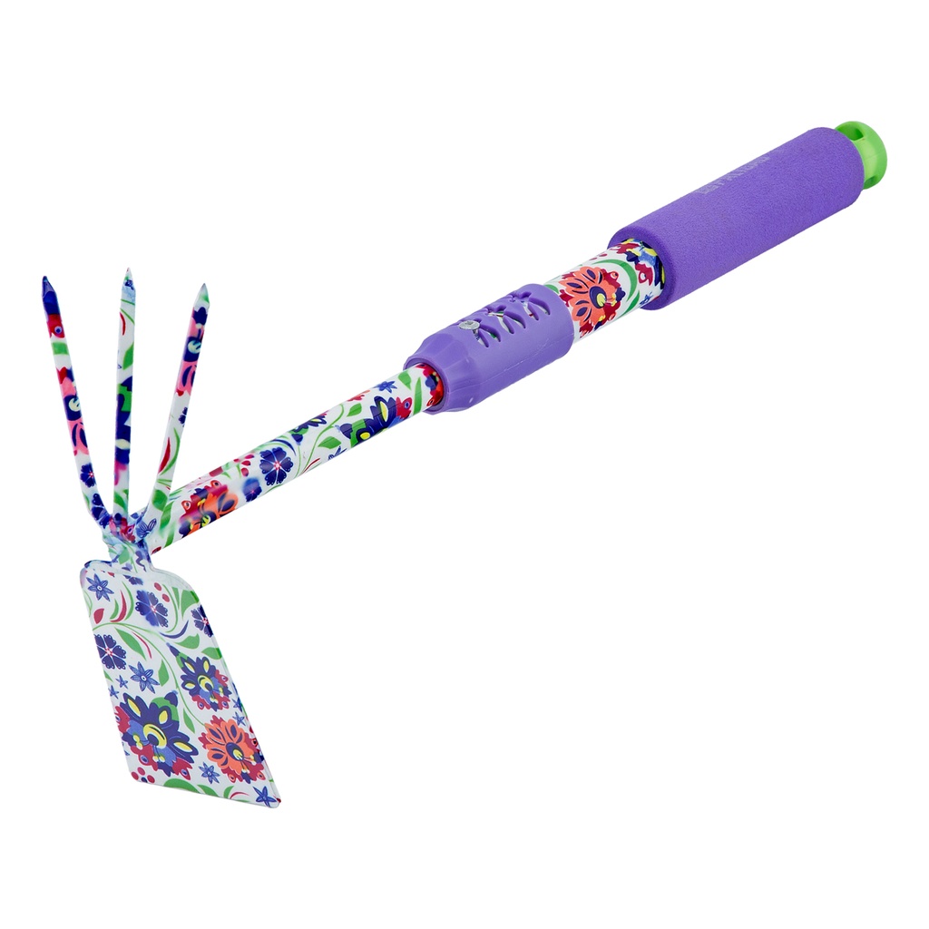 Combined hoe "trapezium + 3 teeth", lengthened, rubber-coated handle// PALISAD 620488