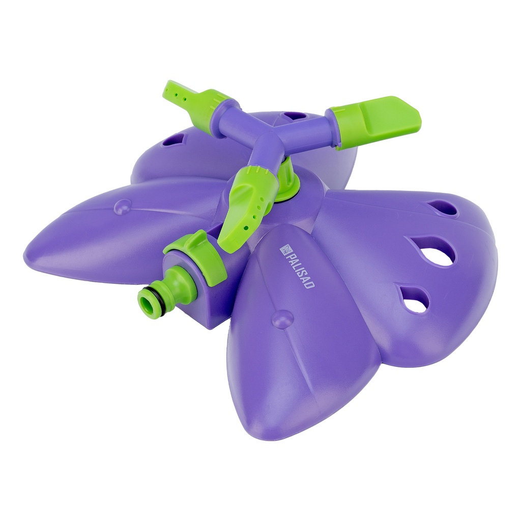 Garden rotating sprinkler, 3 arms, butterfly-shaped base, adjustable// PALISAD 654018