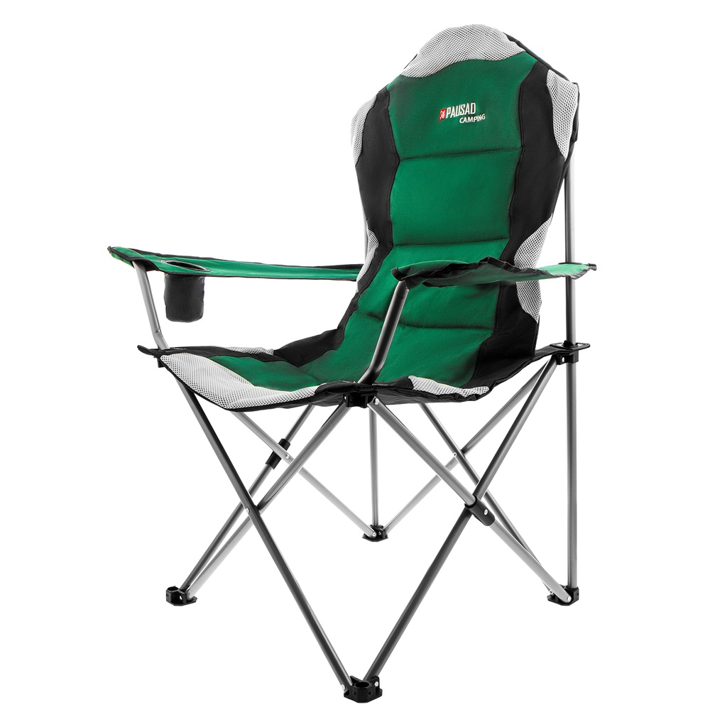Folding chair with armrest and cup holder, 60x60x110/92 cm, Camping// PALISAD