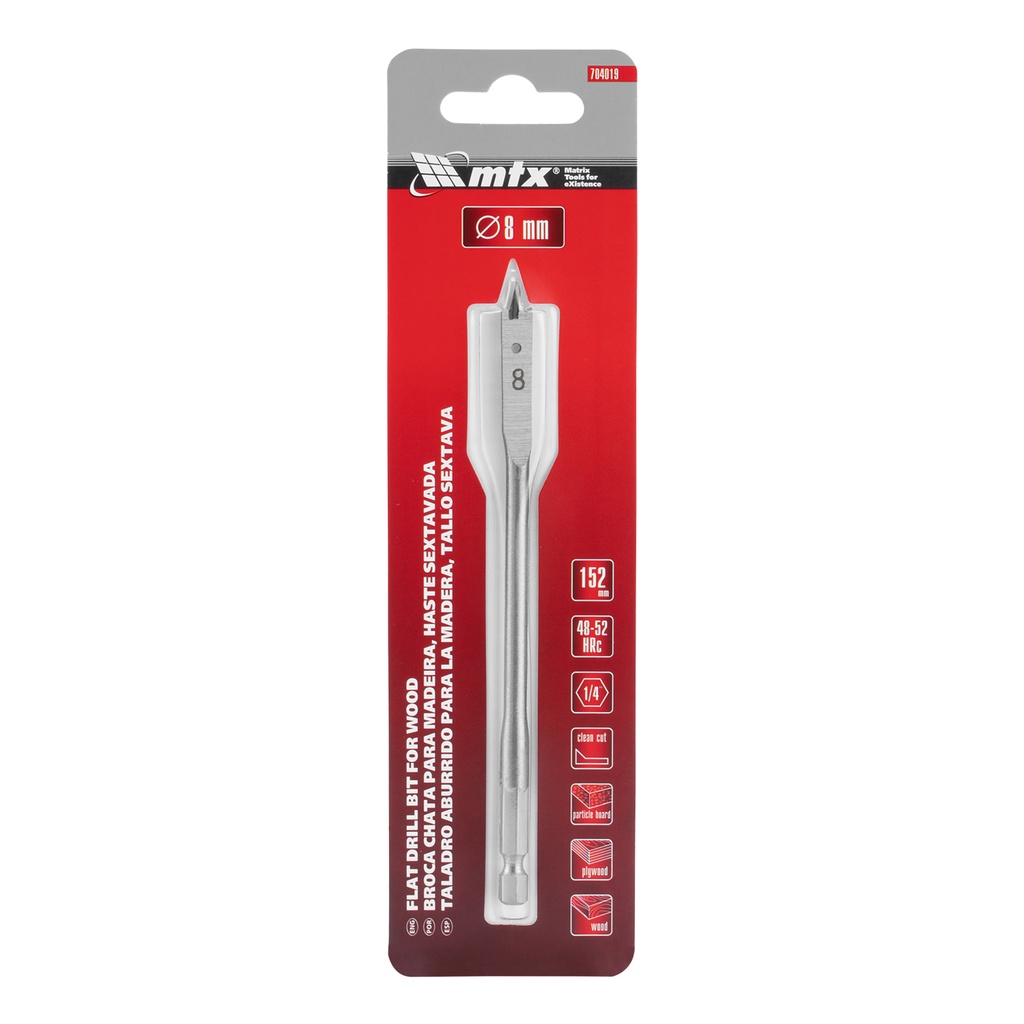 Flat drill bit 8 mm, hex shank// MTX