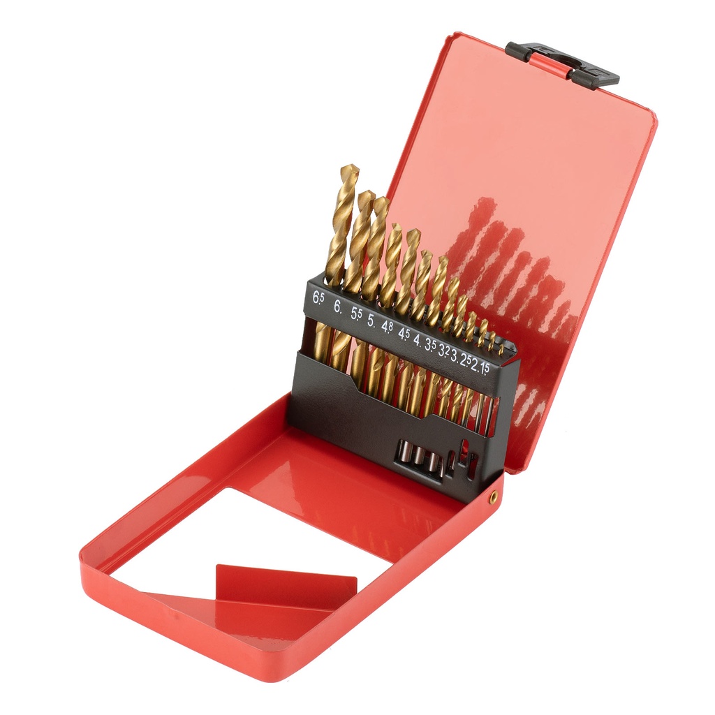 13 pcs Twist drill set 1,5-6,5mm HSS in metal case// MTX 723869