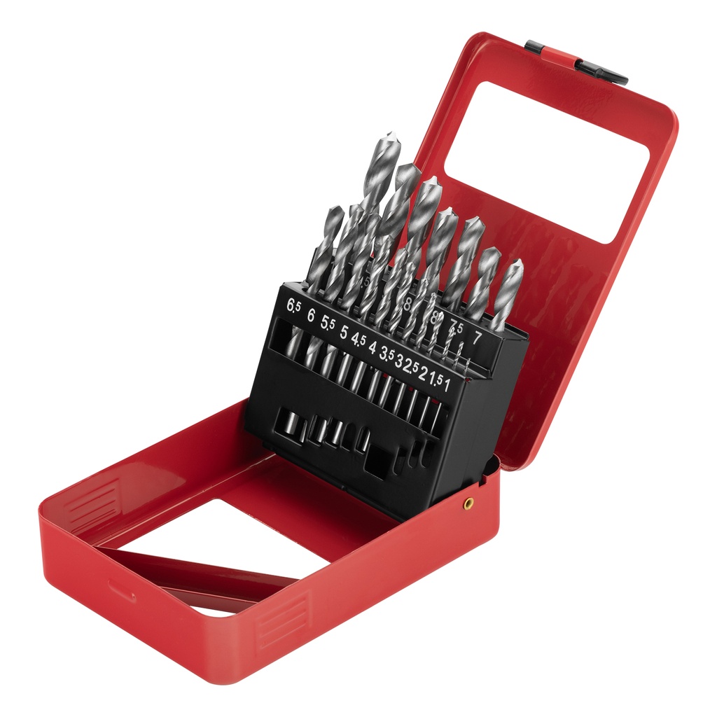 Metal drill set, 1–10 mm (in 0,5 mm), HSS, straight shank, 19 pcs,, in metal box// MTX 723889