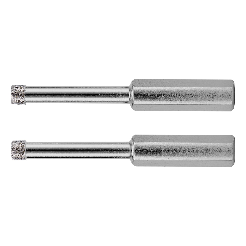 Electroplated diamond hole saw, 6 х 67 mm, triangular shank, 2 pcs/