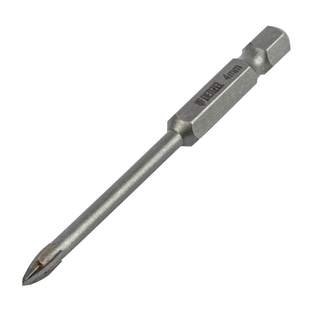 Tile drill 4 mm, cross plate, hex shank// Denzel 728023