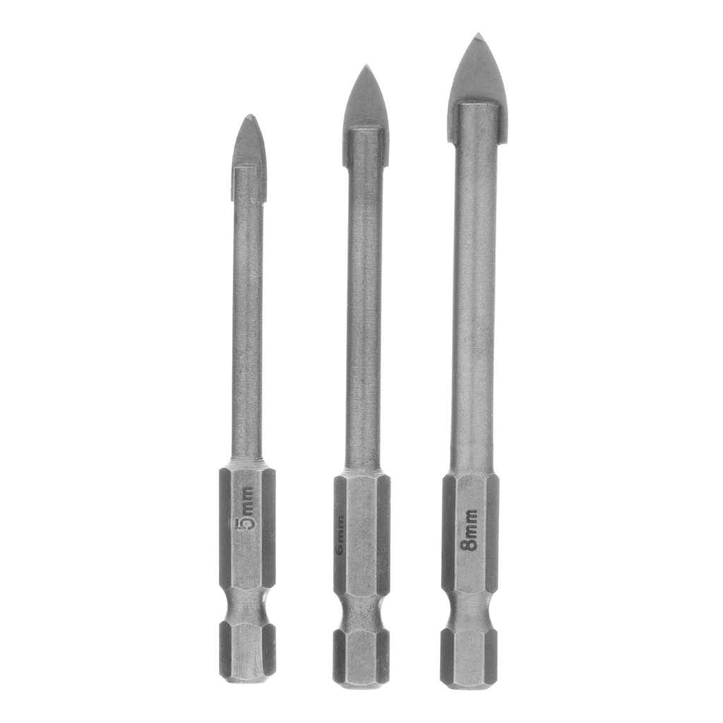Tile drill bit set, 5-6-8mm, hex shank// MTX 728259