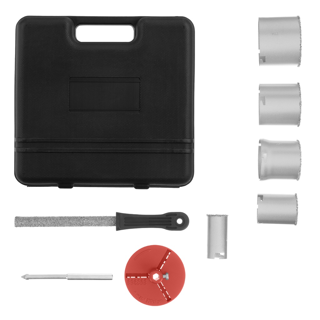 Tangsten grit tipped Hole saws set 33-53-67-73-83 mm, half-round file// MTX 728429