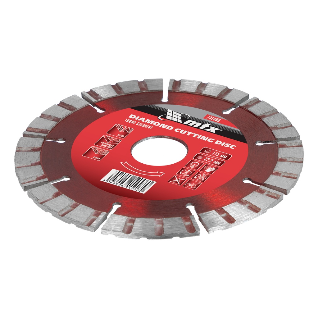 Turbo-segmented diamond saw blade 115 х 22,2 mm, dry cut// MTX 731409