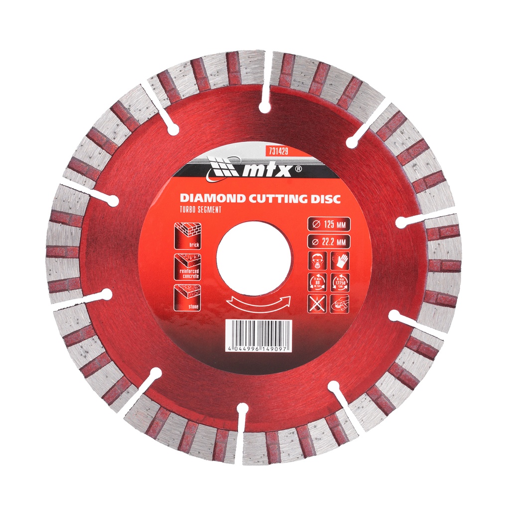 Turbo-segmented diamond saw blade 125 х 22,2 mm, dry cut/