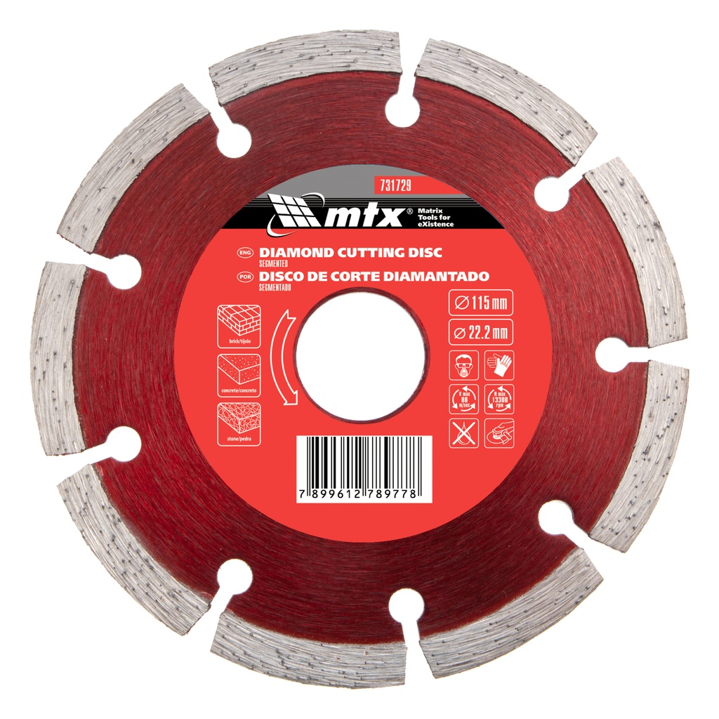 Segmented diamond saw blade 115 х 22,2 mm, dry cutting/