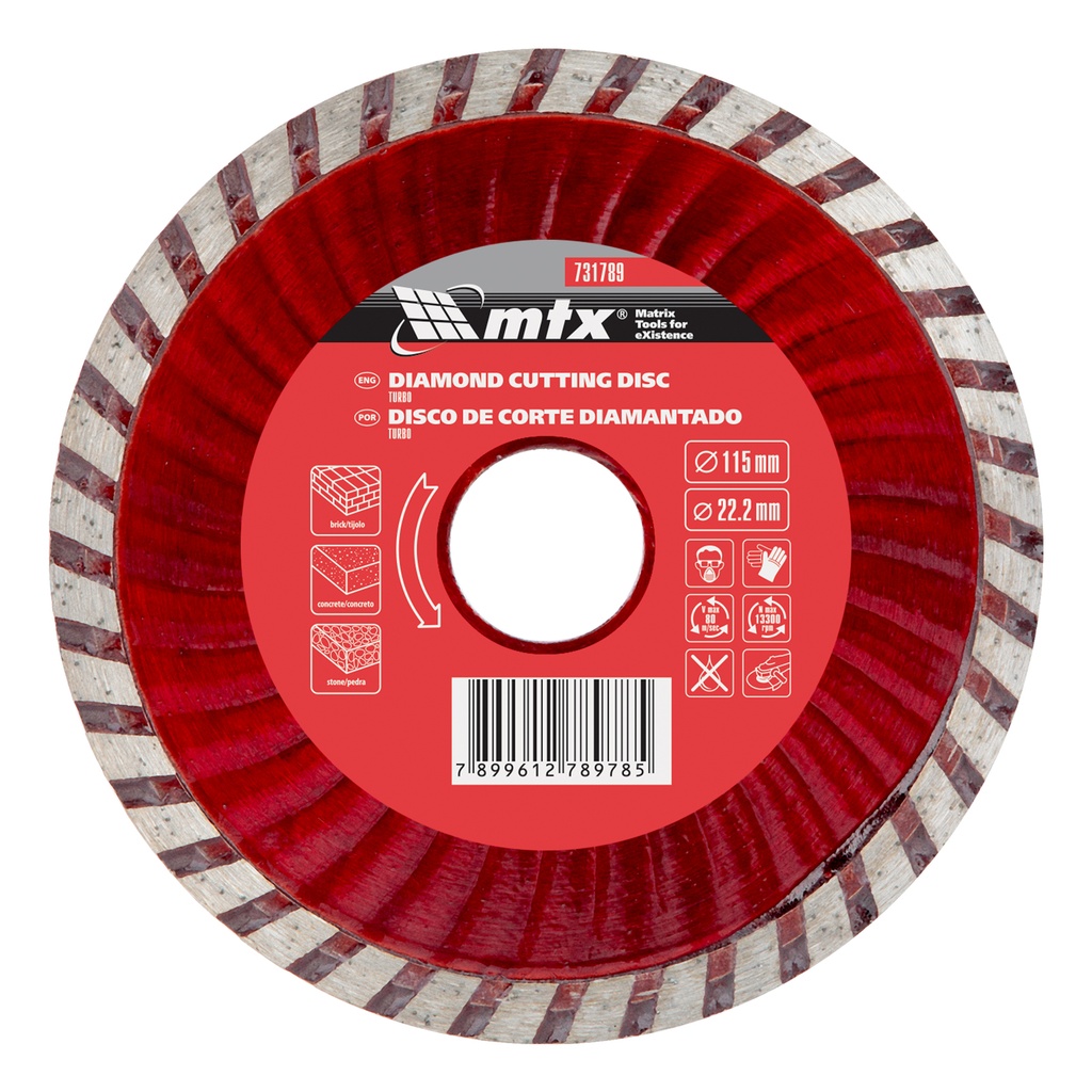 Turbo diamond saw blade 115 х 22,2 mm, dry cutting// MTX 731789