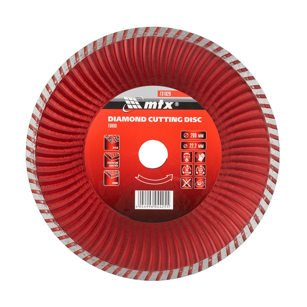 Turbo diamond saw blade 200 х 22,2 mm, dry cut// MTX 731829
